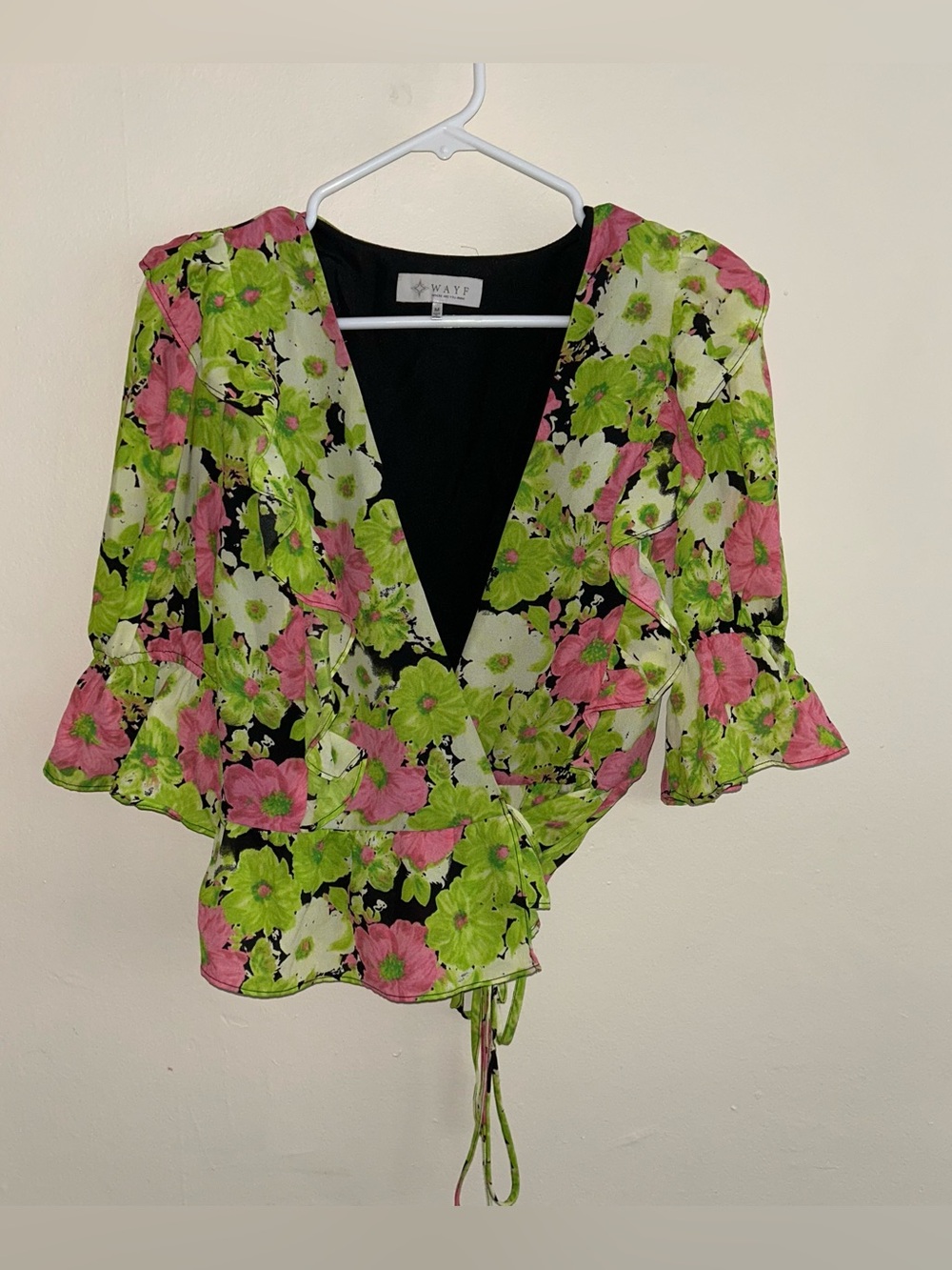 WAYF Floral Peplum Wrap Top